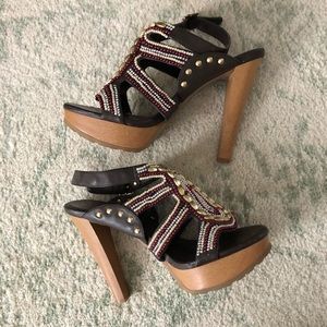 Women’s High Heels BCBG Beaded Sandals-Beautiful!